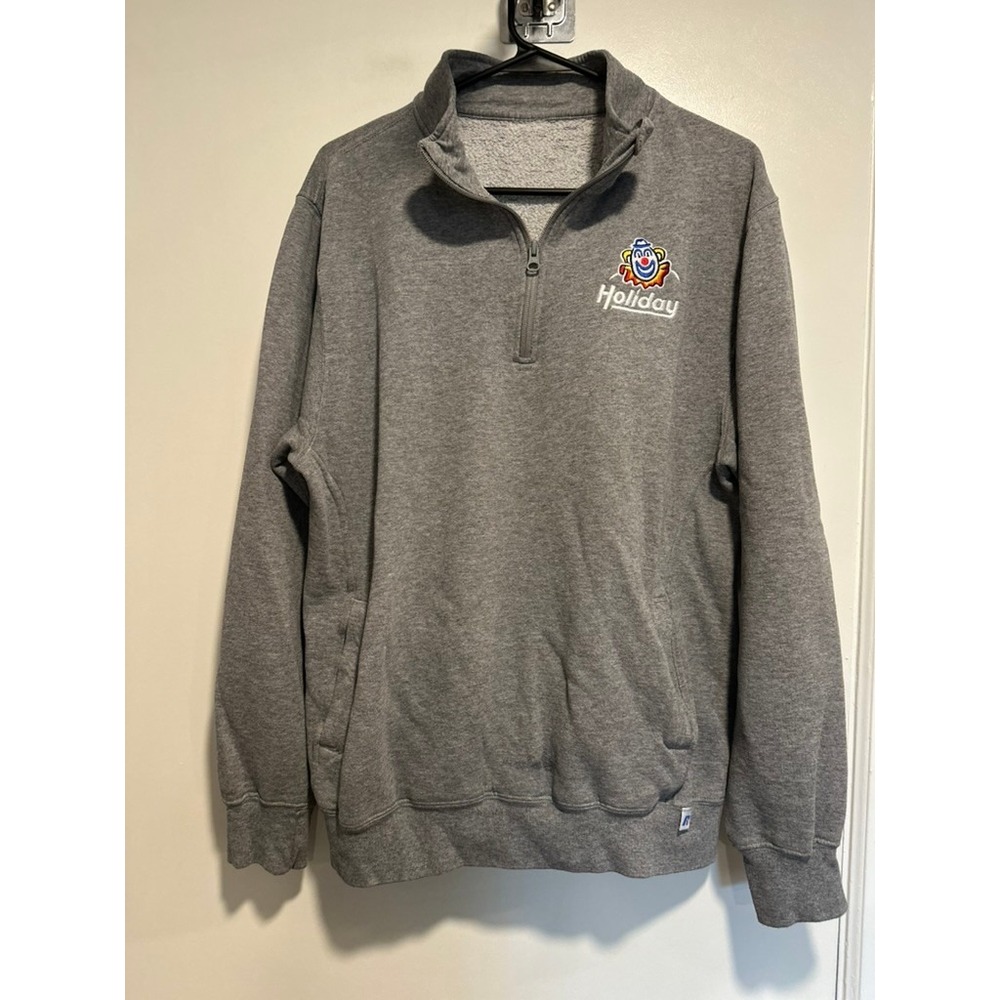 Russell Athletic Gorpcore Quarter Zip Holiday Clown Sz:L Gray Pullover Fleece